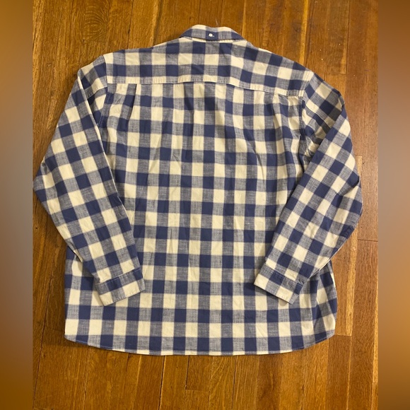 L.L. Bean Men’s XL-Reg Traditional Fit Blue & Cream Buffalo Plaid LS Shirt - Picture 4 of 9